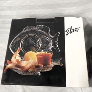 Glass plates - set of 4. Fish shaped & sauce cup.